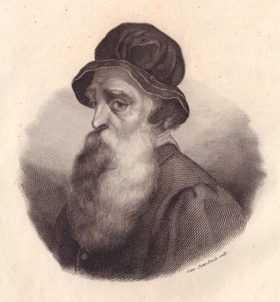 Retrato del escultor y orfebre italiano Benvenuto Cellini, grabado en cobre por Caterina Piotti-Pirola de una pintura de Giorgio Vasari de J.B. and Brown J. Rowbotham