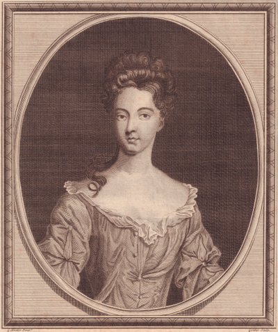 Retrato de Margaret Cecil, Condesa de Ranelagh (1672 o 1673-1728), grabado en cobre por John Goldar (1729-1795) de una pintura de G Kneller de J.B. and Brown J. Rowbotham