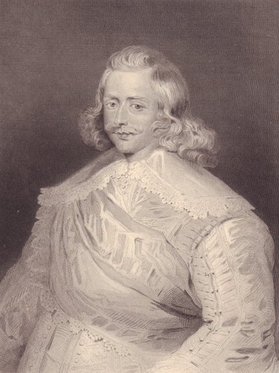 Retrato del Cardenal y General español Fernando de Habsburgo (1609-1641), grabado de J.B. and Brown J. Rowbotham