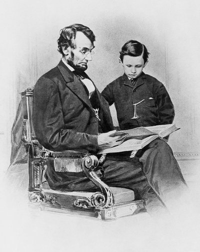 Presidente de los Estados Unidos de América Abraham Lincoln (1809-1865) con su hijo Thomas 