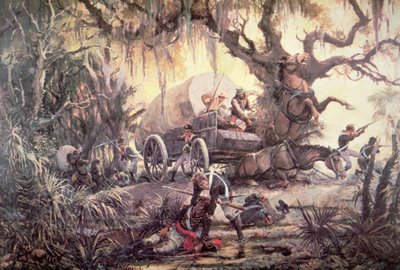 Indios Seminola emboscan un carro de suministros de los marines estadounidenses de J.B. and Brown J. Rowbotham