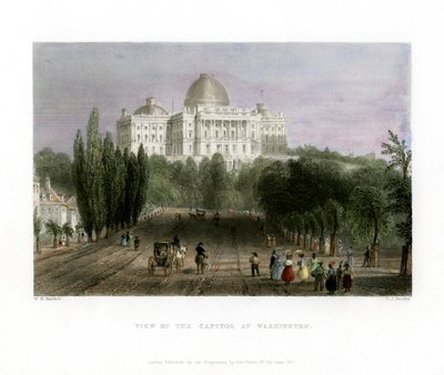 Vista del Capitolio en Washington, EE.UU., 1837 de CJ Bentley