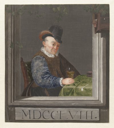 Hombre sentado con un vaso en la mano de C.J. Boers