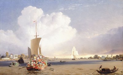 Embarcaciones en el río Hooghly, Calcuta, 1852 de C.J. Martin
