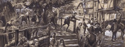 Una escena parroquial del siglo XVII (gouache sobre papel) de C.L. Doughty