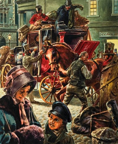 Un coche correo tirado por caballos de C.L. Doughty