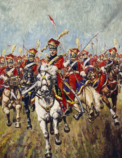 Carga de caballería francesa (óleo sobre lienzo) de C.L. Doughty