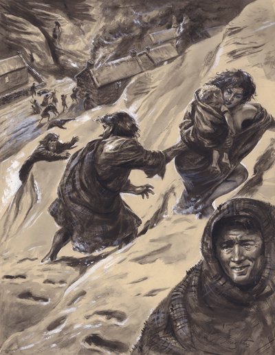 Masacre de Glencoe (gouache sobre papel) de C.L. Doughty