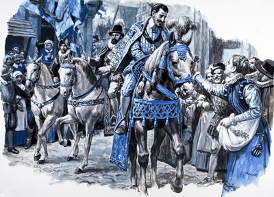 Enrique el Grande, de "La historia de Francia" (gouache sobre papel) de C.L. Doughty
