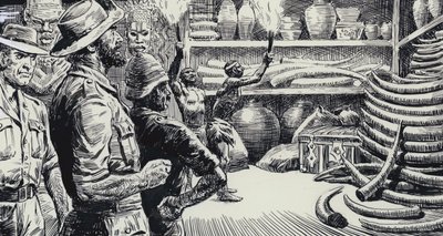 Ilustración para King Solomons Mines (gouache sobre papel) de C.L. Doughty