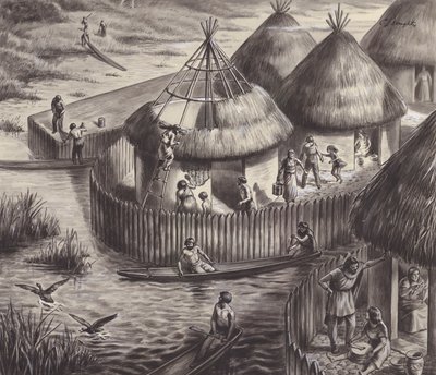 Lake dwellers at Glastonbury (gouache sobre papel) de C.L. Doughty