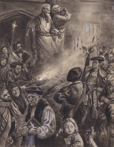 Martirio de Ridley y Latimer (gouache sobre papel) de C.L. Doughty