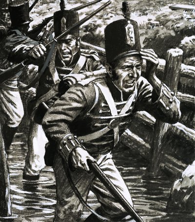 Soldados en las líneas británicas inundadas en Flushing de C.L. Doughty