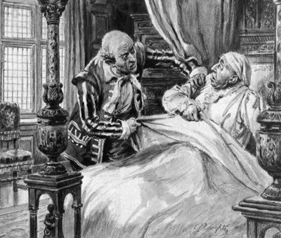 El alcalde de Londres, molesto al ser despertado por lo que resultó ser el Gran Incendio de Londres (litografía) de C.L. Doughty