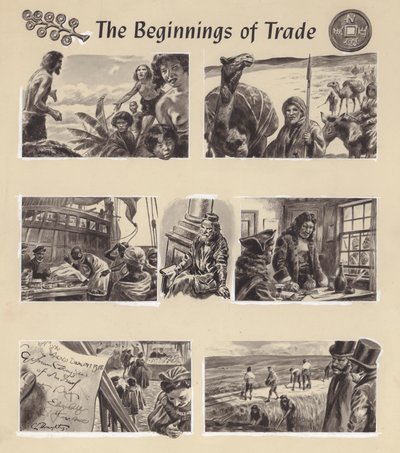 Los inicios del comercio (gouache sobre papel) de C.L. Doughty