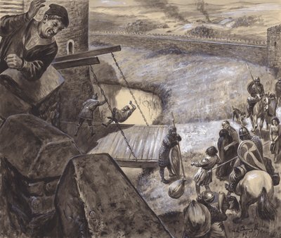 Escena histórica no identificada (gouache sobre papel) de C.L. Doughty