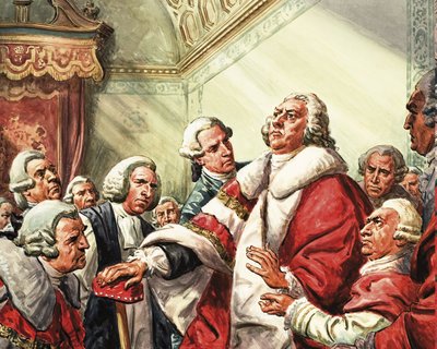 William Pitt pronuncia su último discurso en el Parlamento en 1778 de C.L. Doughty