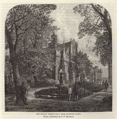 Middle Temple Hall desde Fountain Court de C.O. Murray