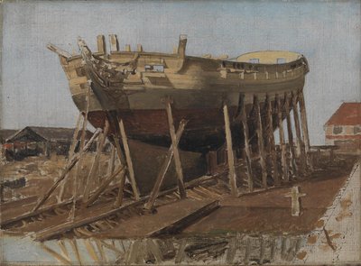Una corbeta en los astilleros. Copenhague de Christoffer Wilhelm Eckersberg