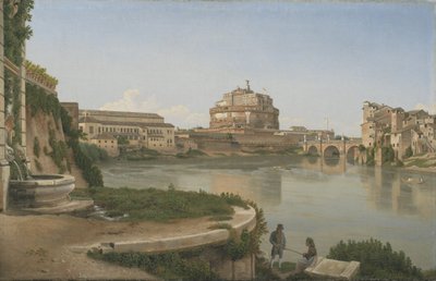 Una vista a través del Tíber desde Trastevere hacia el Castel S. Angelo de Christoffer Wilhelm Eckersberg