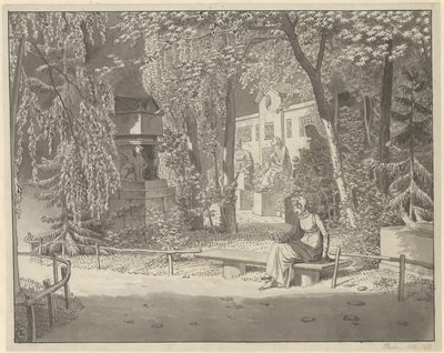 En las tumbas de Descartes y Condé en el Jardín Elíseo de los Pequeños Agustinos, París de Christoffer Wilhelm Eckersberg