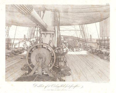 Cubierta de un barco de guerra, vista hacia adelante de Christoffer Wilhelm Eckersberg