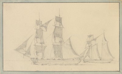 Un bergantín y una goleta bajo vela de Christoffer Wilhelm Eckersberg