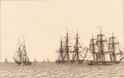 Un bergantín navegando. Ilustración para "Linearperspectiven", Tabla IXb de Christoffer Wilhelm Eckersberg