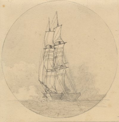 Un bergantín bajo vela visto de frente de Christoffer Wilhelm Eckersberg