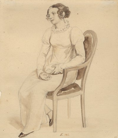 Una dama sentada en un sillón, mirando hacia la ventana de Christoffer Wilhelm Eckersberg