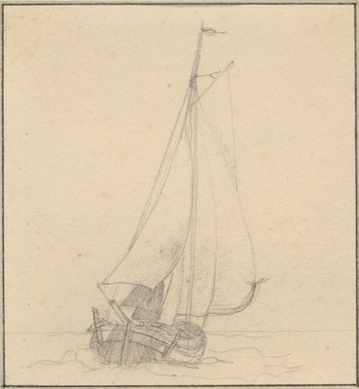 En jagt under sejl set forfra de Christoffer Wilhelm Eckersberg