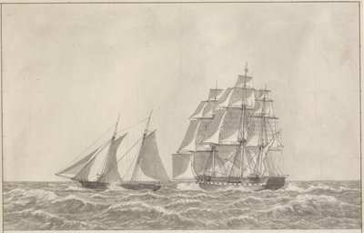 Un bergantín, que derriba una fragata perseguidora de Christoffer Wilhelm Eckersberg