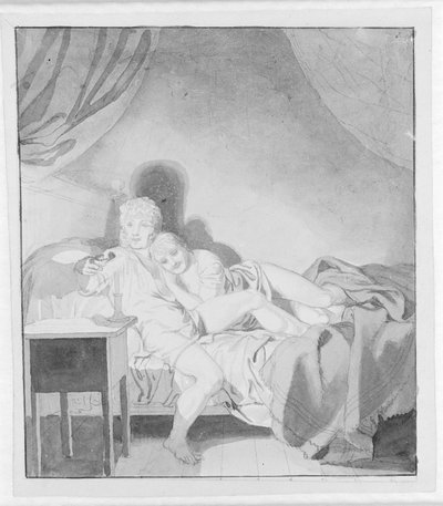 Una pareja cariñosa en la cama de Christoffer Wilhelm Eckersberg