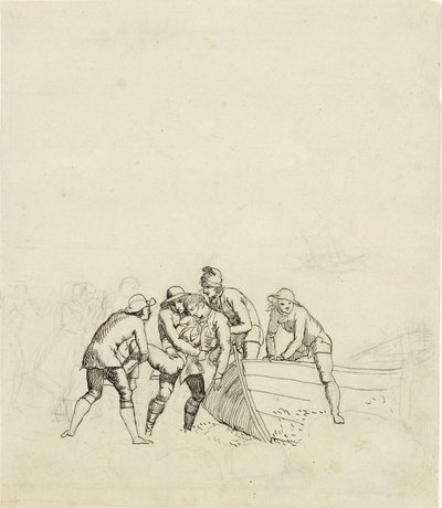 Los pescadores de Hornbæk - estudio para el grupo principal de Christoffer Wilhelm Eckersberg