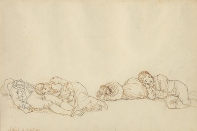 Cuatro parisinos durmiendo de Christoffer Wilhelm Eckersberg