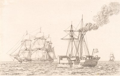 Vapor de ruedas y velero de Christoffer Wilhelm Eckersberg