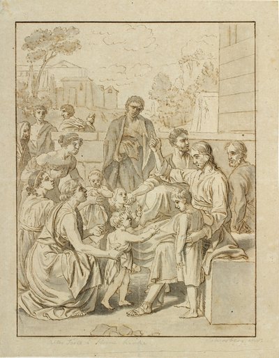 Cristo deja que los niños vengan a él de Christoffer Wilhelm Eckersberg