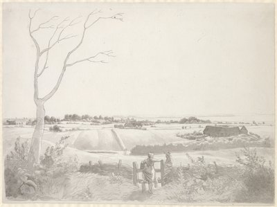 Paisaje con campesina junto a una cerca de piedra de Christoffer Wilhelm Eckersberg
