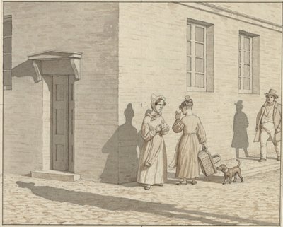 Perspectiva lineal aplicada en la pintura - Placa VII, 1 - Encuentro en una esquina de la calle de Christoffer Wilhelm Eckersberg