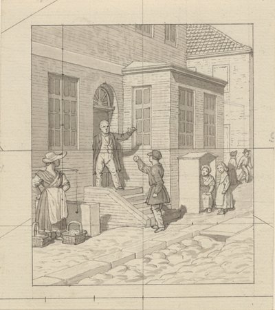 Perspectiva lineal aplicada al arte de la pintura - Tabla VII, 2 - Disputa en la escalera de la calle de Christoffer Wilhelm Eckersberg