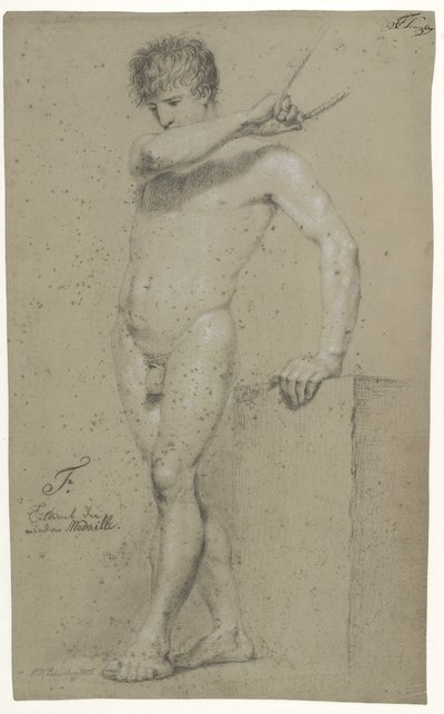 Modelo masculino de pie, perfil a la izquierda de Christoffer Wilhelm Eckersberg