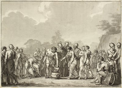 La reina de los masagetas, Tomiris, arroja la cabeza de Ciro en un recipiente con sangre de Christoffer Wilhelm Eckersberg