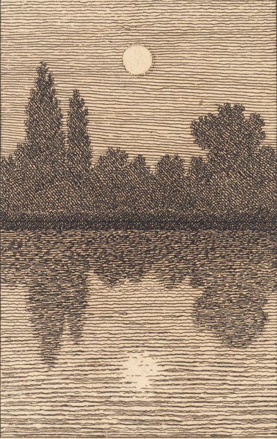 Luz de luna sobre un lago. Ilustración para "Linearperspectiven", Tabla IV de Christoffer Wilhelm Eckersberg