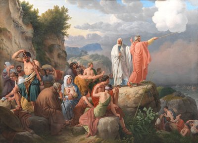 Moisés hace que el Mar Rojo vuelva y el ejército del faraón se inunde de Christoffer Wilhelm Eckersberg