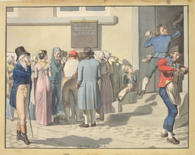 Fuera de la agencia de lotería de Christoffer Wilhelm Eckersberg