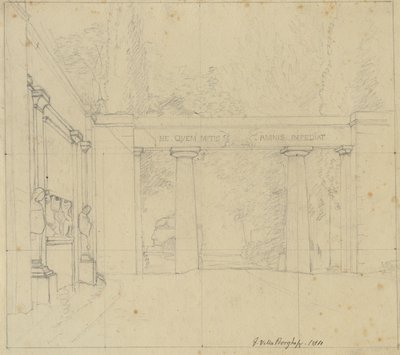 Parte del jardín de Villa Borghese con Porta Ægiziana, Roma de Christoffer Wilhelm Eckersberg