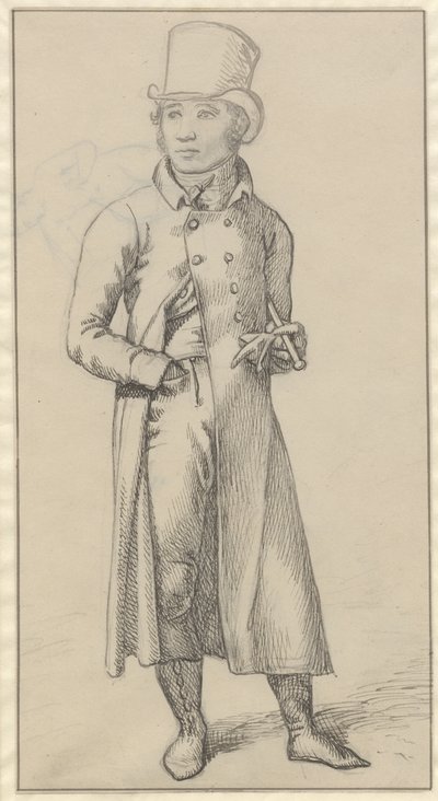 Retrato de un hombre de pie con un bastón bajo el brazo izquierdo de Christoffer Wilhelm Eckersberg