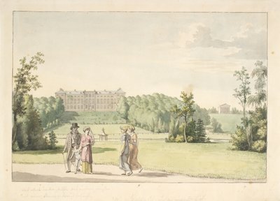 Vista del jardín de Frederiksberg cerca del castillo y el Templo de Apis de Christoffer Wilhelm Eckersberg