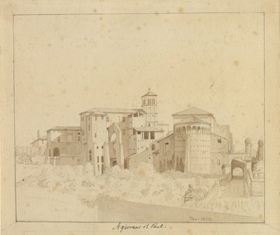 SS. Giovanni e Paolo visto desde Piazza S. Gregorio, Roma de Christoffer Wilhelm Eckersberg