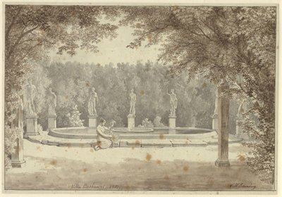 La fuente en el jardín del Palazzo Barberini, Roma de Christoffer Wilhelm Eckersberg